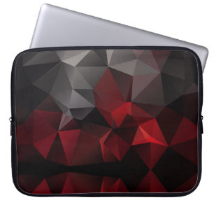 Polygonal , black and red laptop sleeve