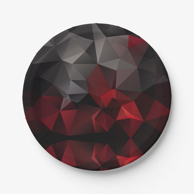 Polygonal , black and red paper plate (Front)