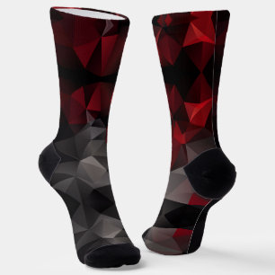 Polygonal , black and red  socks