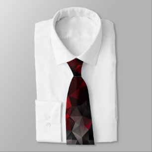 Polygonal , black and red tie