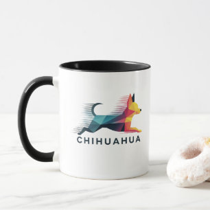 Polygonal Chihuahua Yellow and Blue Mug