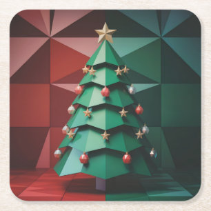  Polygonal Christmas Tree In Room Coaster Set