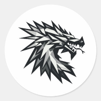 Polygonal dragon head classic round sticker