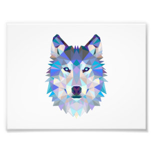 Polygonal geometric wolf head photo print
