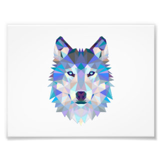 Polygonal geometric wolf head photo print