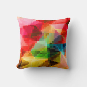 Polygonal geometrical pixel square blurred bright throw pillow