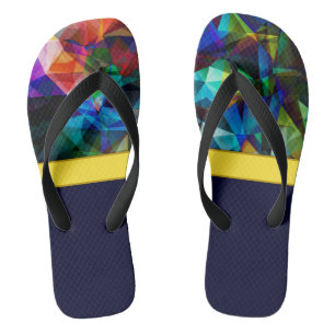 Polygonal geometrical triangles bright colourful c flip flops