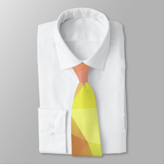 Polygonal geometrical triangles bright colourful c tie (Tied)