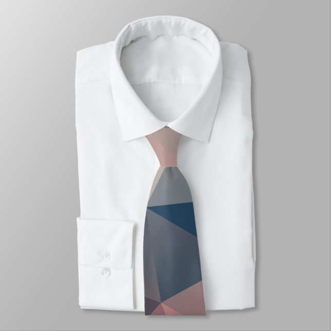 Polygonal geometrical triangles bright colourful c tie (Tied)