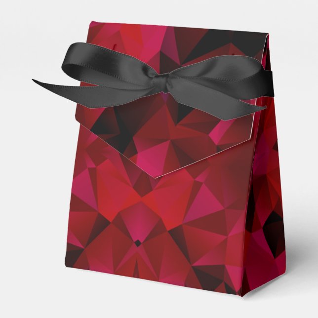 Polygonal geometrical triangles red print favor box (Front Side)