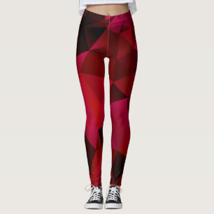 Polygonal geometrical triangles red print leggings