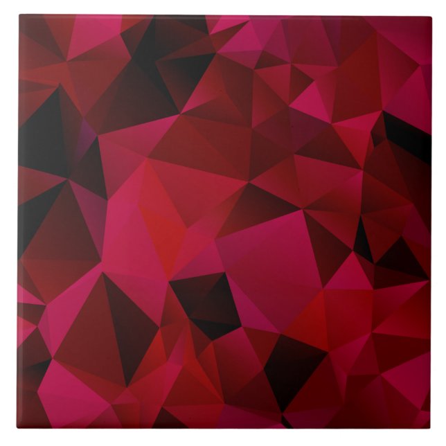 Polygonal geometrical triangles red print tile (Front)