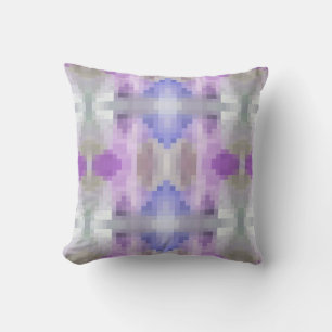 Polygonal geometrical violet purple blue pixel squ throw pillow