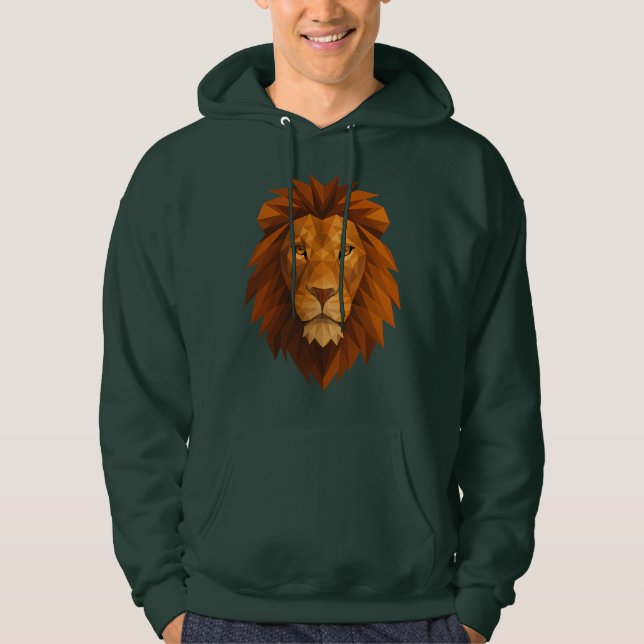Polygonal Lion Head – Geometric Power Design for M Hoodie (Front)