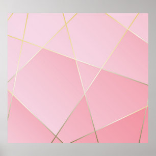 Polygonal Luxury: Golden-Pink Vintage Design. Poster