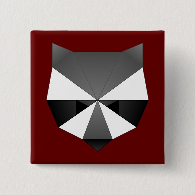 Polygonal Raccoon 2 Inch Square Button (Front)