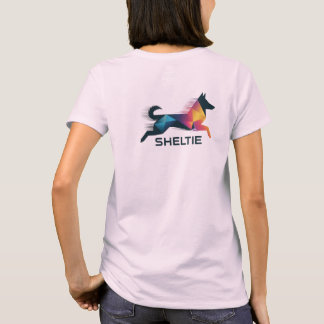 Polygonal shetland Pastor in Yellow and Blue T-Shirt