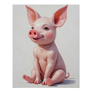 Polygonal Sitting Piglet Poster