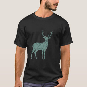 Polygonal Stag – Teal Geometry in Motion T-Shirt