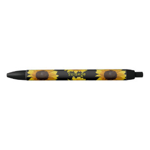 Polygonal  sunflowers  -personalized black ink pen