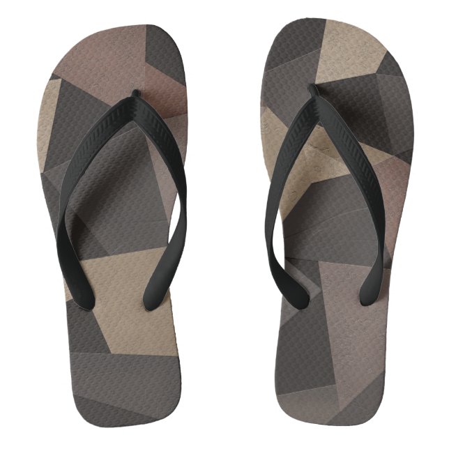 Polygonal triangles geometrical print brown colour flip flops (Footbed)
