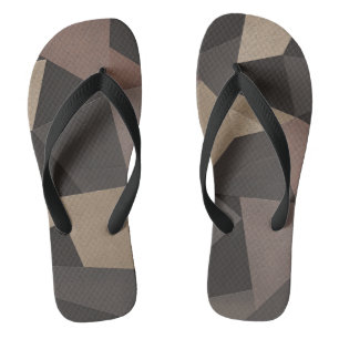 Polygonal triangles geometrical print brown flip flops