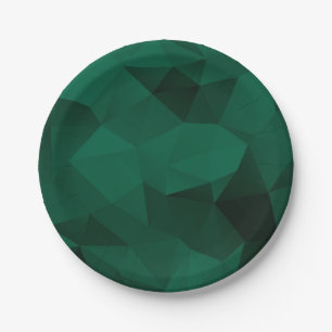 Polygonal triangles geometrical print green colour paper plate