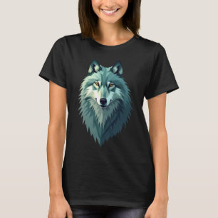 Polygonal Wolf Design T-Shirt - Modern Geometric