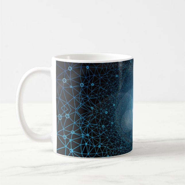 Polygons artificial intelligence coffee mug (Left)