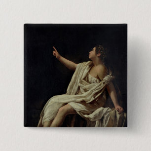 Polyhymnia, the Muse of Lyric Poetry, 1620 2 Inch Square Button