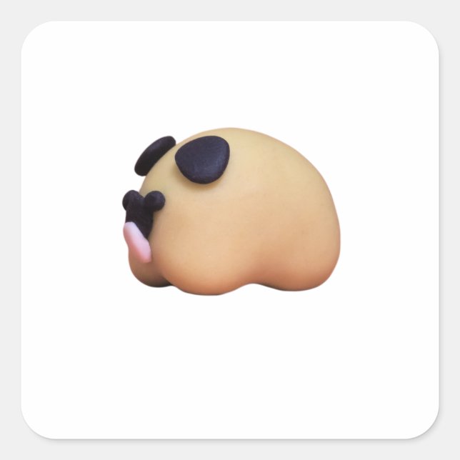 Polymer Clay Pug for Dog Lovers Square Sticker (Front)