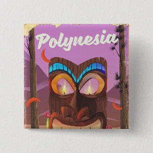 Polynesia Tiki mask 2 Inch Square Button