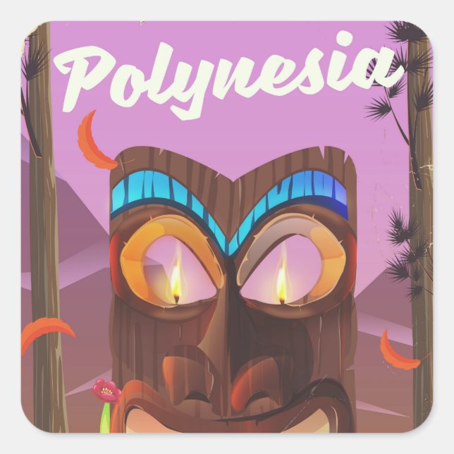 Polynesia Tiki mask Square Sticker (Front)
