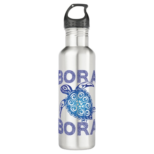 Polynesian Blue Tribal Sea Turtle Bora Bora 710 Ml Water Bottle (Front)
