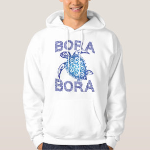 Polynesian Blue Tribal Sea Turtle Bora Bora Hoodie
