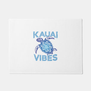 Polynesian Blue Tribal Sea Turtle Kauai Vibes Doormat