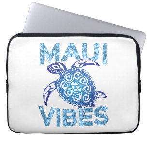 Polynesian Blue Tribal Sea Turtle Maui Vibes Laptop Sleeve