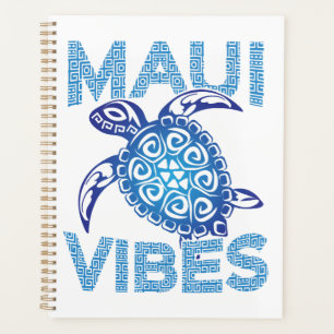 Polynesian Blue Tribal Sea Turtle Maui Vibes Planner