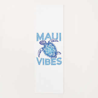 Polynesian Blue Tribal Sea Turtle Maui Vibes Yoga Mat