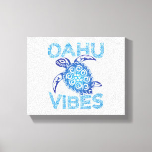 Polynesian Blue Tribal Sea Turtle Oahu Vibes Canvas Print