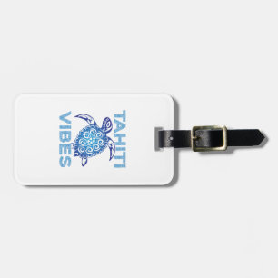 Polynesian Blue Tribal Sea Turtle Tahiti Vibes Luggage Tag