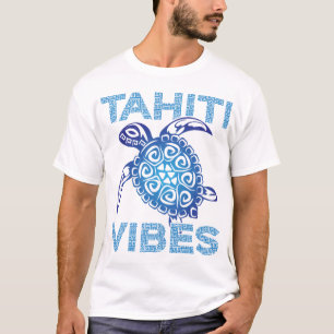 Polynesian Blue Tribal Sea Turtle Tahiti Vibes T-Shirt