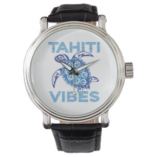 Polynesian Blue Tribal Sea Turtle Tahiti Vibes Watch