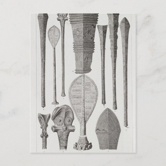 Polynesian clubs and insignia of rank postcard (Front)