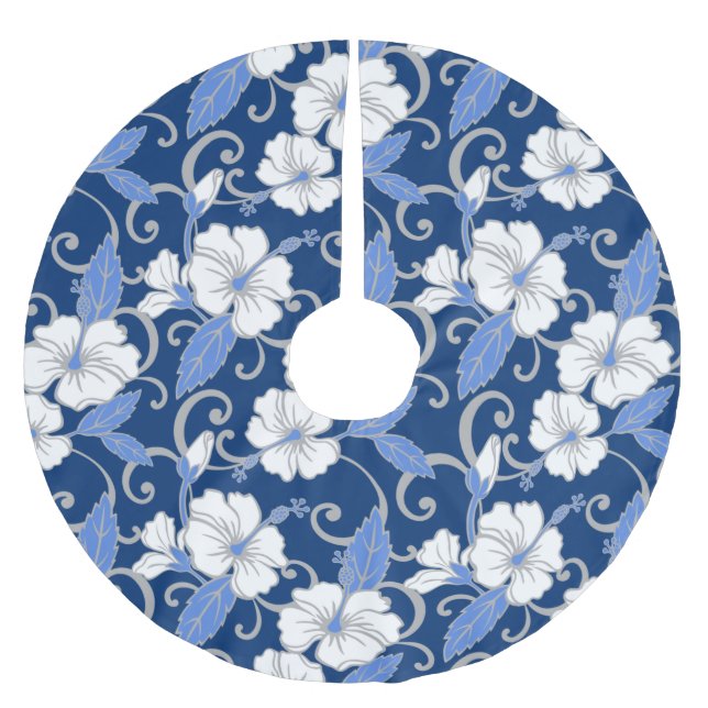 POLYNESIAN DREAM (BLUE) BRUSHED POLYESTER TREE SKIRT (Front)