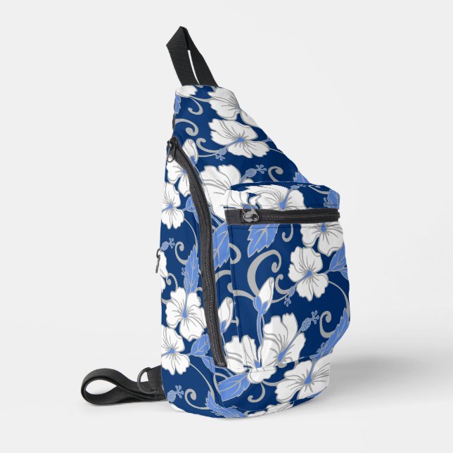 POLYNESIAN DREAM PATTERN IN BLUE SLING BAG (Left Corner)