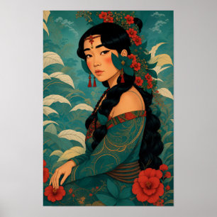 Polynesian Girl Tropical Island Portrait Poster