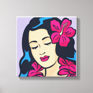 Polynesian Hawaii Hula Girl Canvas Print