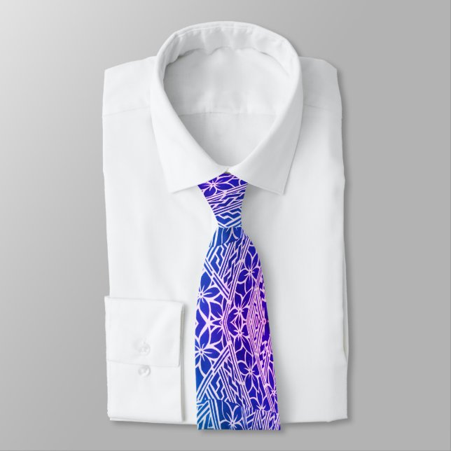 Polynesian Hawaiian Style Floral Pattern Tie Dye (Tied)