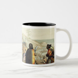 Polynesian Natives Greeting and Rubbing Noses, eng Two-Tone Coffee Mug